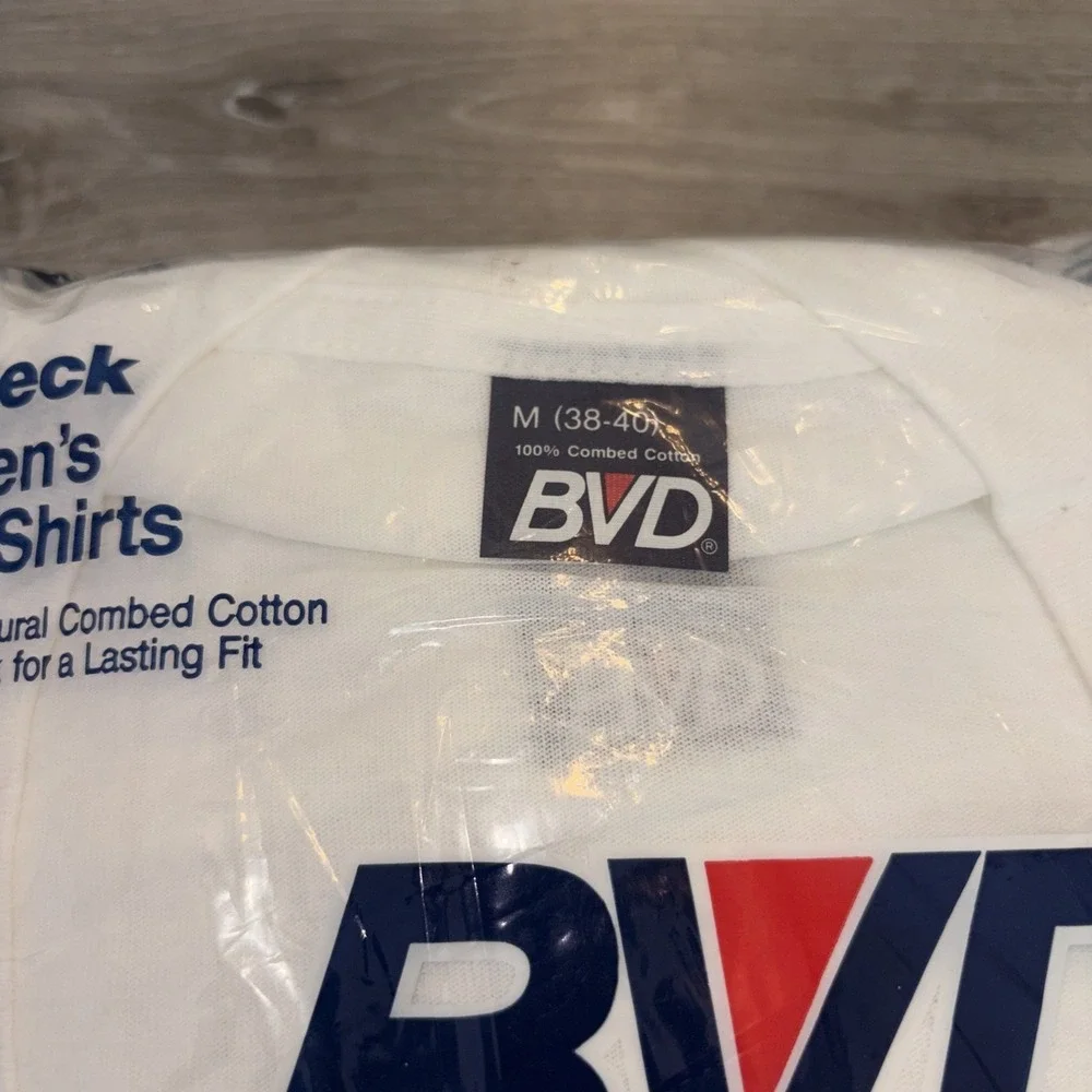 Vintage 3 Pack BVD V Neck T Shirt Men's Medium White Under Shirt 1992